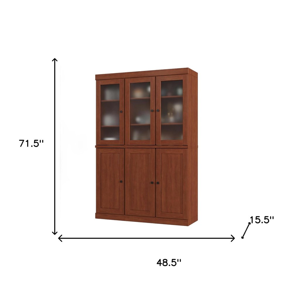 72" Coffee Solid Wood Six Door Two Drawer Pantry Or Storage Closet