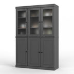 72" Gray Solid Wood Six Door Two Drawer Pantry Or Storage Closet