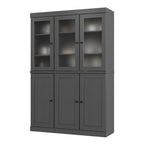 72" Gray Solid Wood Six Door Two Drawer Pantry Or Storage Closet