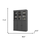 72" Gray Solid Wood Six Door Two Drawer Pantry Or Storage Closet