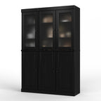 72" Black Solid Wood Six Door Two Drawer Pantry Or Storage Closet