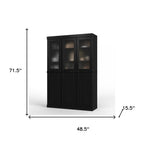 72" Black Solid Wood Six Door Two Drawer Pantry Or Storage Closet