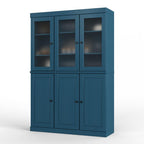 72" Teal Blue Solid Wood Six Door Two Drawer Pantry Or Storage Closet