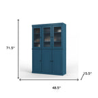 72" Teal Blue Solid Wood Six Door Two Drawer Pantry Or Storage Closet