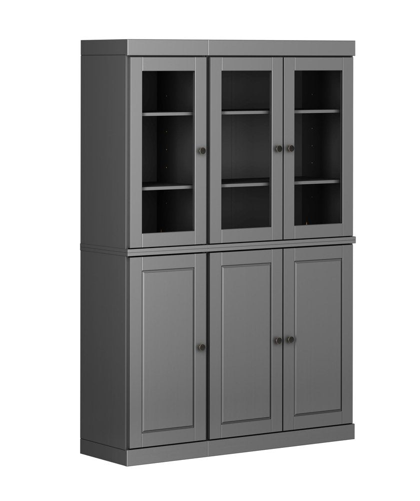 72" Gray Solid Wood Six Door Two Drawer Pantry Or Storage Closet
