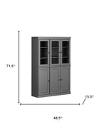 72" Gray Solid Wood Six Door Two Drawer Pantry Or Storage Closet