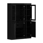 72" Black Solid Wood Six Door Two Drawer Pantry Or Storage Closet