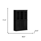 72" Black Solid Wood Six Door Two Drawer Pantry Or Storage Closet