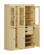 72" Yellow Solid Wood Six Door Two Drawer Pantry Or Storage Closet