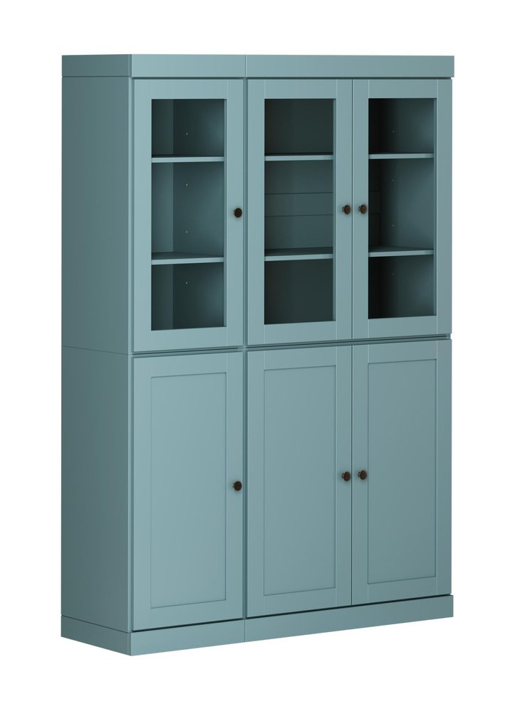 72" Aqua Solid Wood Six Door Two Drawer Pantry Or Storage Closet