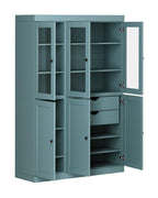 72" Aqua Solid Wood Six Door Two Drawer Pantry Or Storage Closet