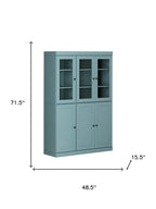 72" Aqua Solid Wood Six Door Two Drawer Pantry Or Storage Closet