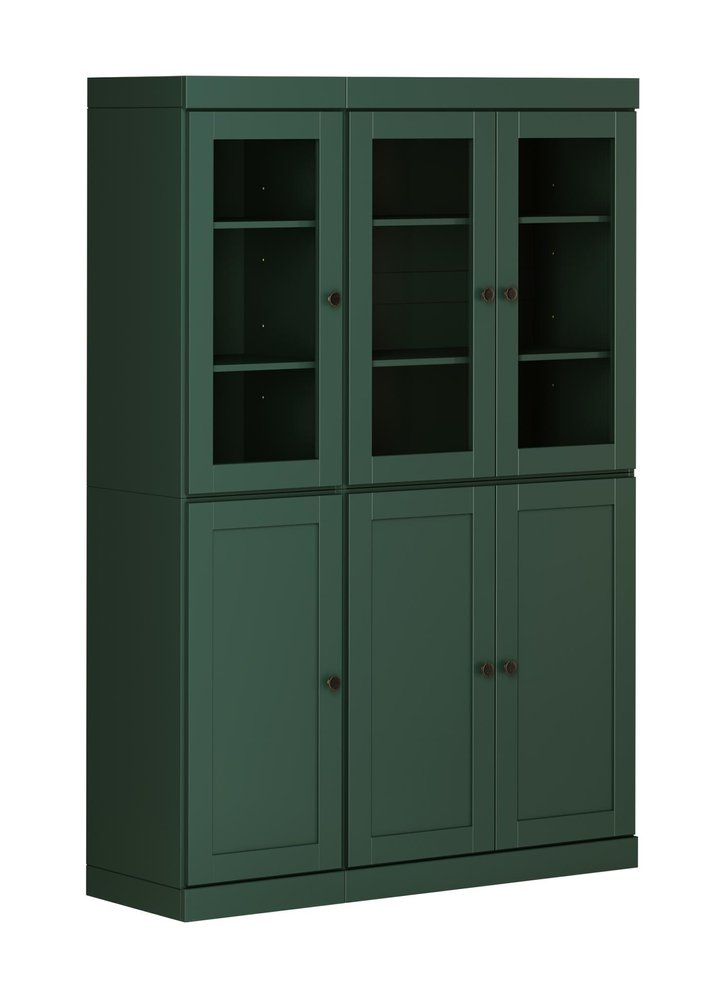 72" Green Solid Wood Six Door Two Drawer Pantry Or Storage Closet