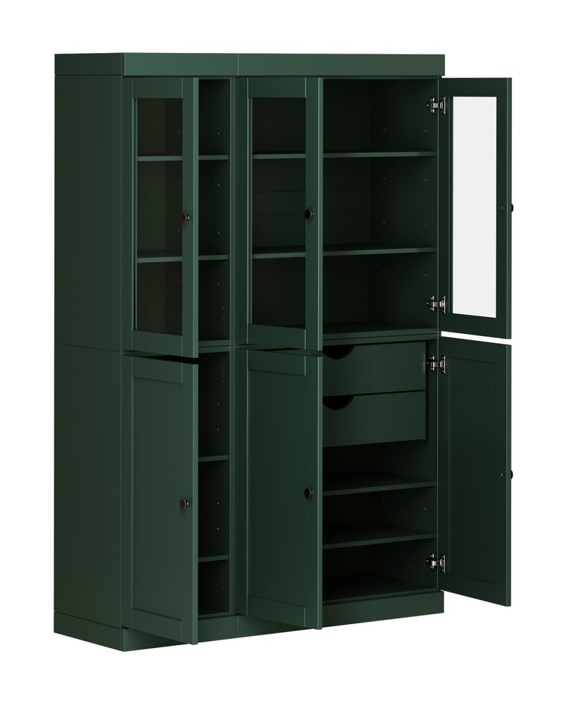 72" Green Solid Wood Six Door Two Drawer Pantry Or Storage Closet