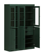 72" Green Solid Wood Six Door Two Drawer Pantry Or Storage Closet