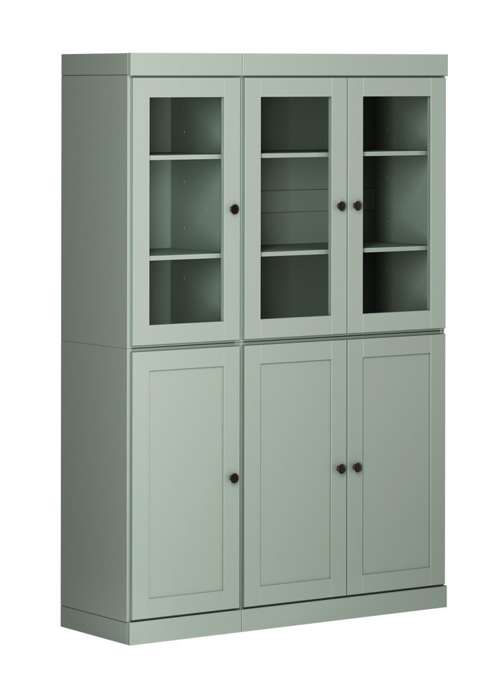 72" Sage Solid Wood Six Door Two Drawer Pantry Or Storage Closet