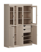 72" Beige Solid Wood Six Door Two Drawer Pantry Or Storage Closet