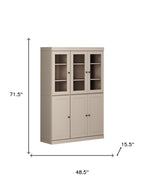 72" Beige Solid Wood Six Door Two Drawer Pantry Or Storage Closet