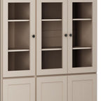 72" Beige Solid Wood Six Door Two Drawer Pantry Or Storage Closet
