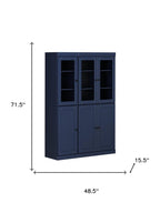 72" Navy Blue Solid Wood Six Door Two Drawer Pantry Or Storage Closet