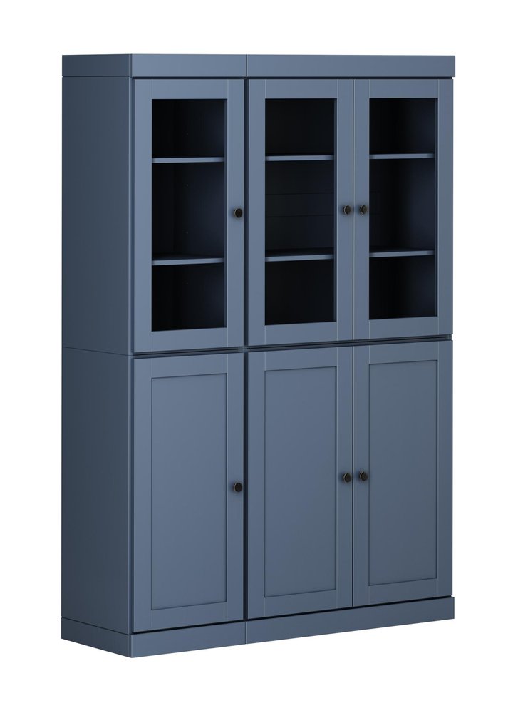 72" French Blue Solid Wood Six Door Two Drawer Pantry Or Storage Closet