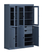 72" French Blue Solid Wood Six Door Two Drawer Pantry Or Storage Closet