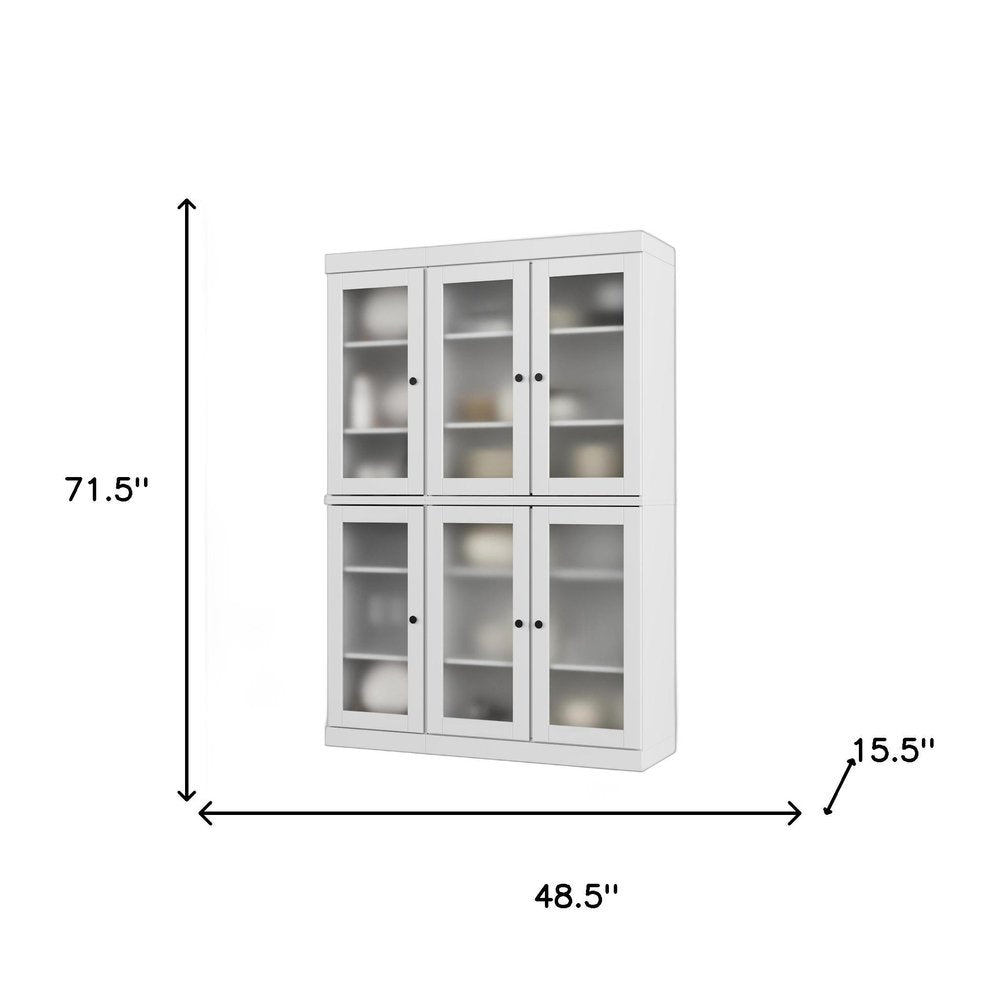 72" White Solid Wood Six Door Pantry Or Storage Closet