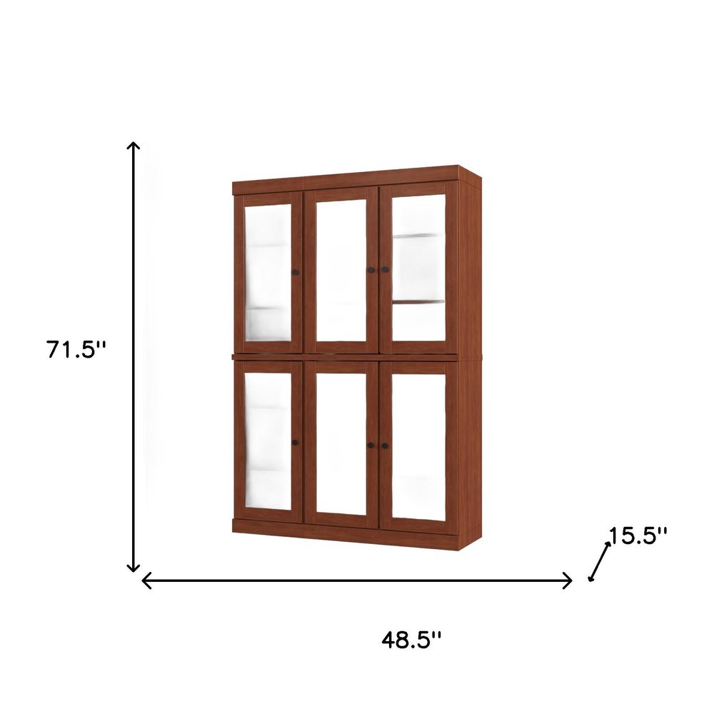 72" Coffee Solid Wood Six Door Pantry Or Storage Closet