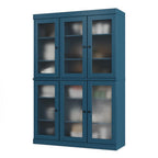 72" Teal Blue Solid Wood Six Door Pantry Or Storage Closet