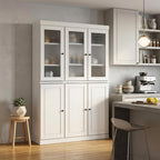 72" White Solid Wood Six Door Pantry Or Storage Closet
