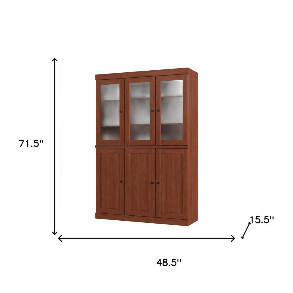 72" Coffee Solid Wood Six Door Pantry Or Storage Closet