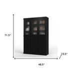 72" Black Solid Wood Six Door Pantry Or Storage Closet