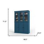 72" Teal Blue Solid Wood Six Door Pantry Or Storage Closet