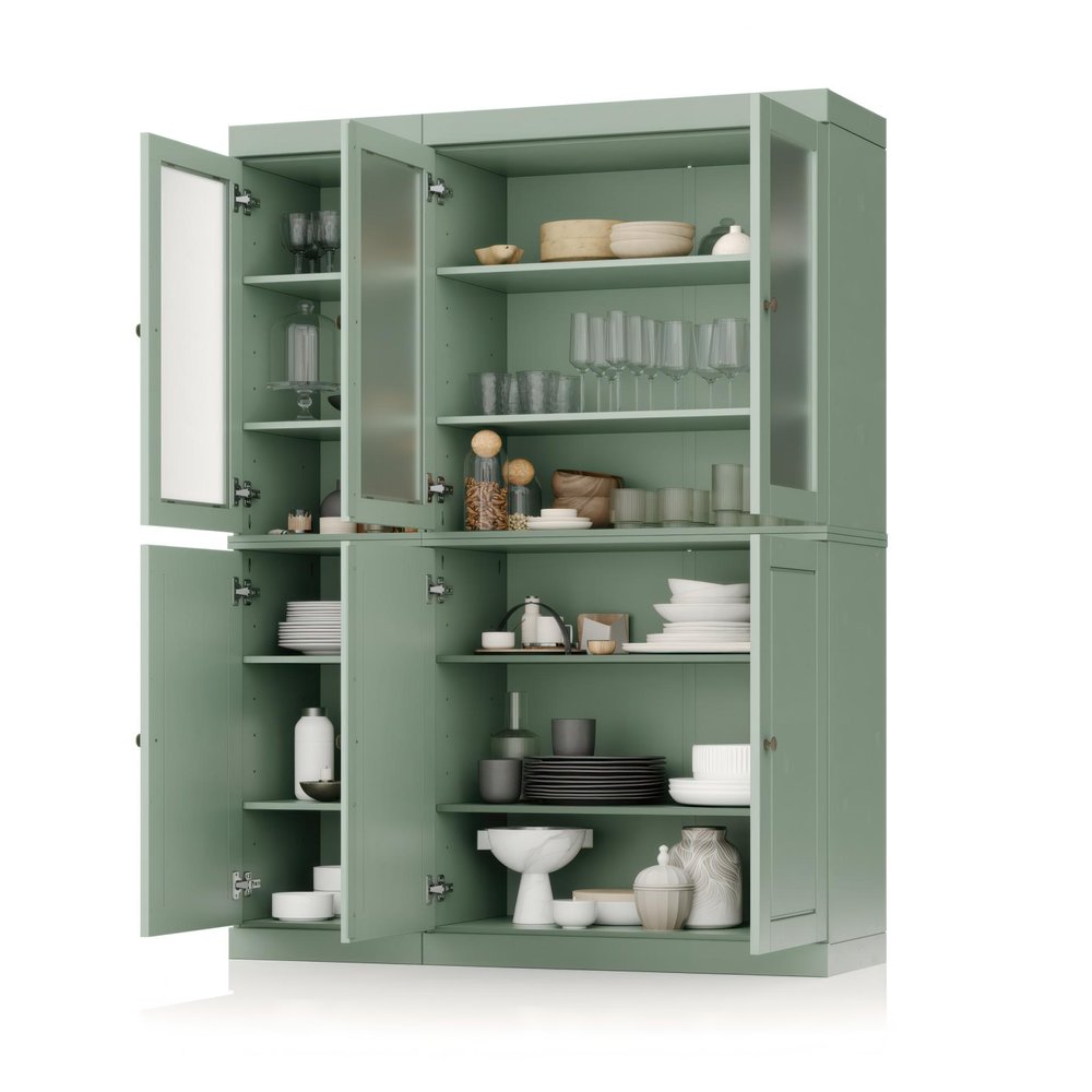 72" Sage Solid Wood Six Door Pantry Or Storage Closet