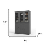 72" Gray Solid Wood Six Door Pantry Or Storage Closet