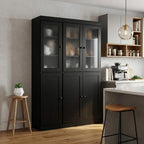 72" Black Solid Wood Six Door Pantry Or Storage Closet