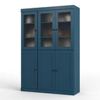 72" Teal Blue Solid Wood Six Door Pantry Or Storage Closet
