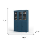 72" Teal Blue Solid Wood Six Door Pantry Or Storage Closet