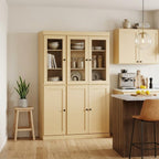 72" Yellow Solid Wood Six Door Pantry Or Storage Closet