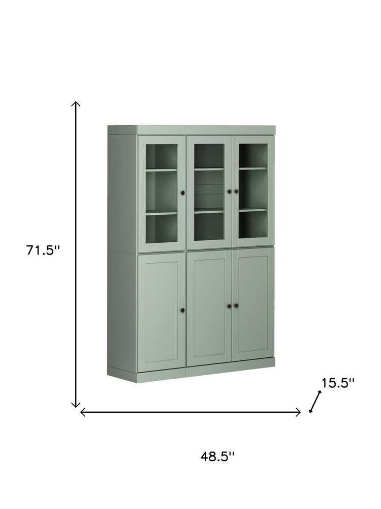 72" Sage Solid Wood Six Door Pantry Or Storage Closet