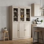 72" Beige Solid Wood Six Door Pantry Or Storage Closet