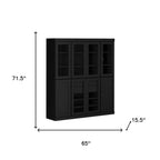 72" Black Solid Wood 8 Two Drawer Pantry Or Storage Closet