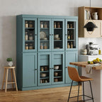72" Aqua Solid Wood 8 Two Drawer Pantry Or Storage Closet