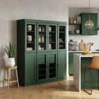 72" Green Solid Wood 8 Two Drawer Pantry Or Storage Closet