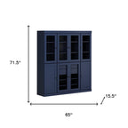 72" French Blue Solid Wood 8 Two Drawer Pantry Or Storage Closet