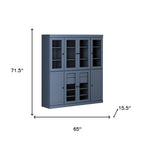 72" Navy Blue Solid Wood 8 Two Drawer Pantry Or Storage Closet