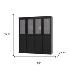 72" Black Solid Wood 8 Two Drawer Pantry Or Storage Closet