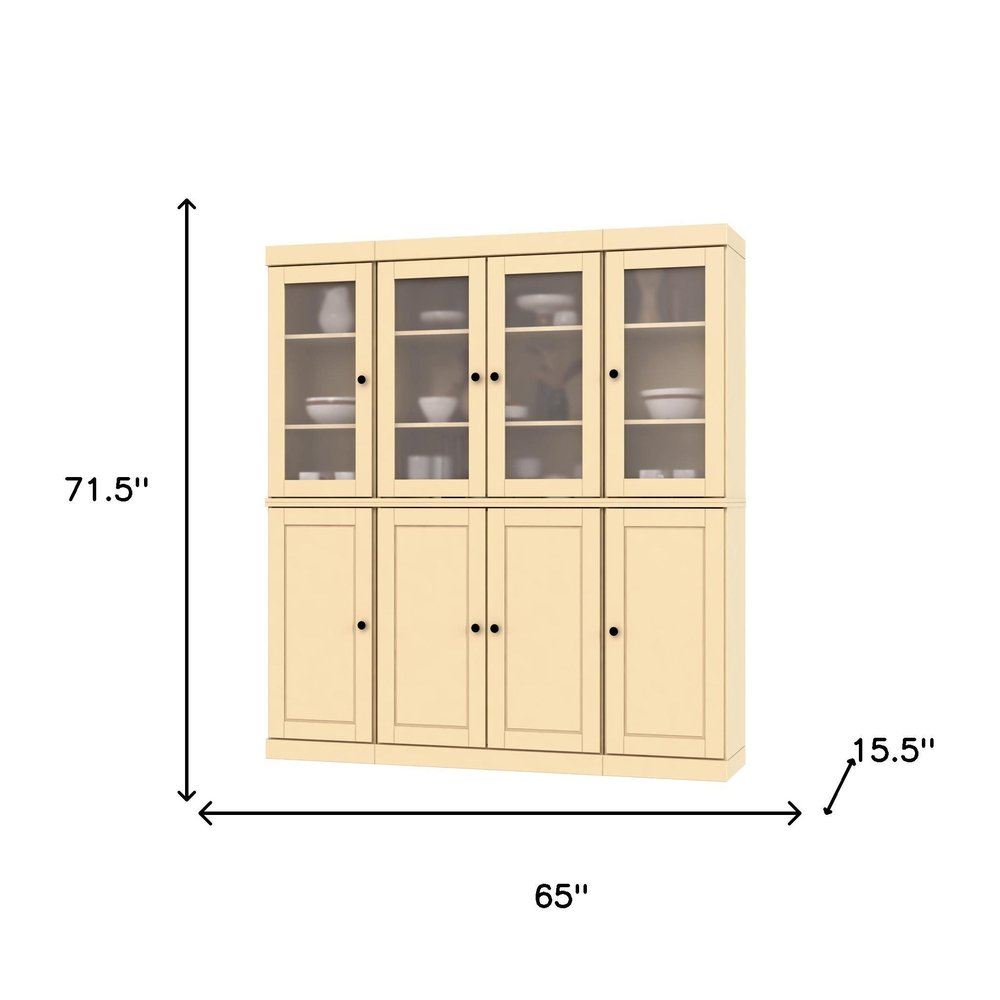 72" Yellow Solid Wood 8 Two Drawer Pantry Or Storage Closet