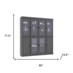 72" Gray Solid Wood 8 Two Drawer Pantry Or Storage Closet