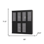 72" Black Solid Wood 8 Two Drawer Pantry Or Storage Closet